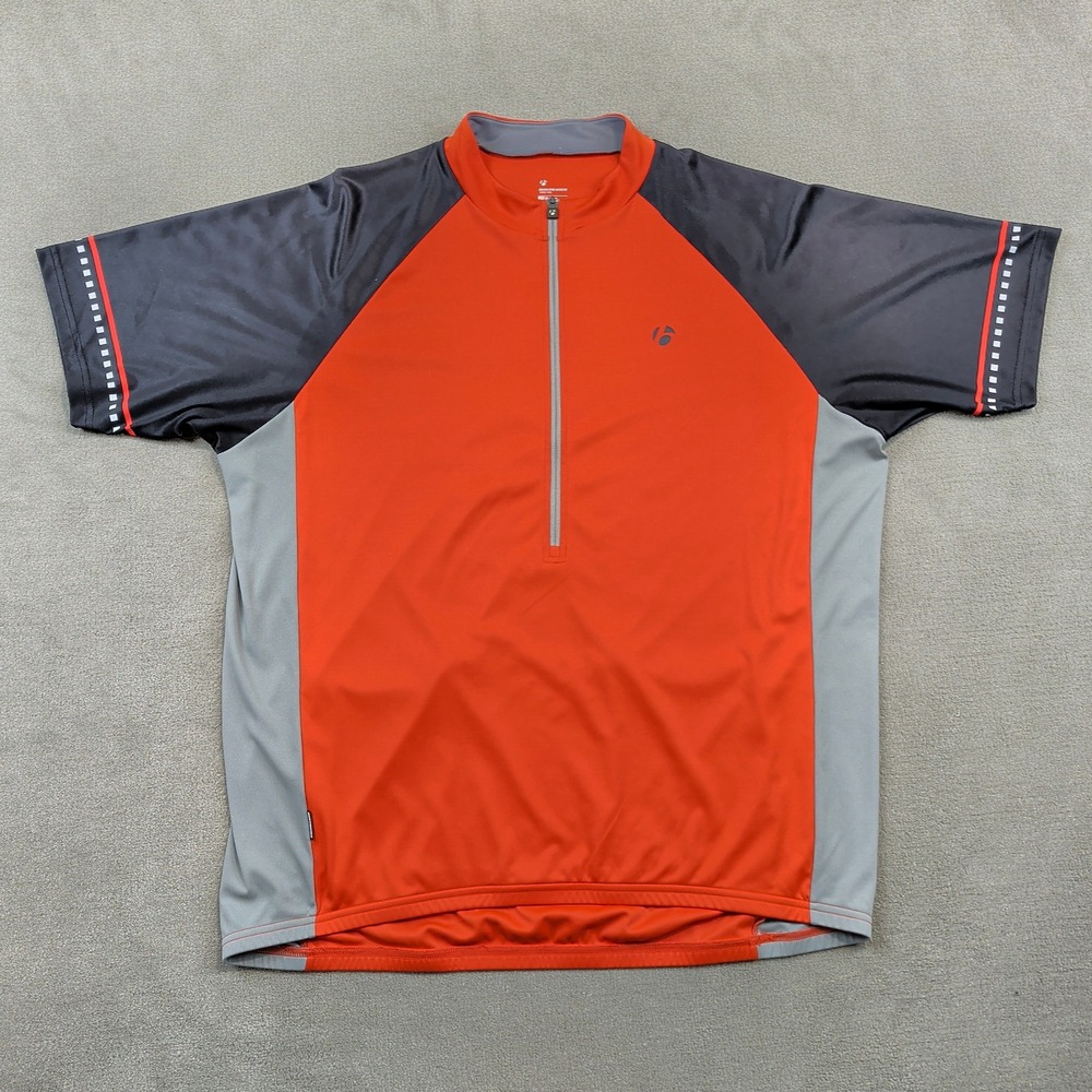 Bontrager Solstice Cycling Jersey Size XL Mens Orange Grey 1/4 Zip Bike Shirt